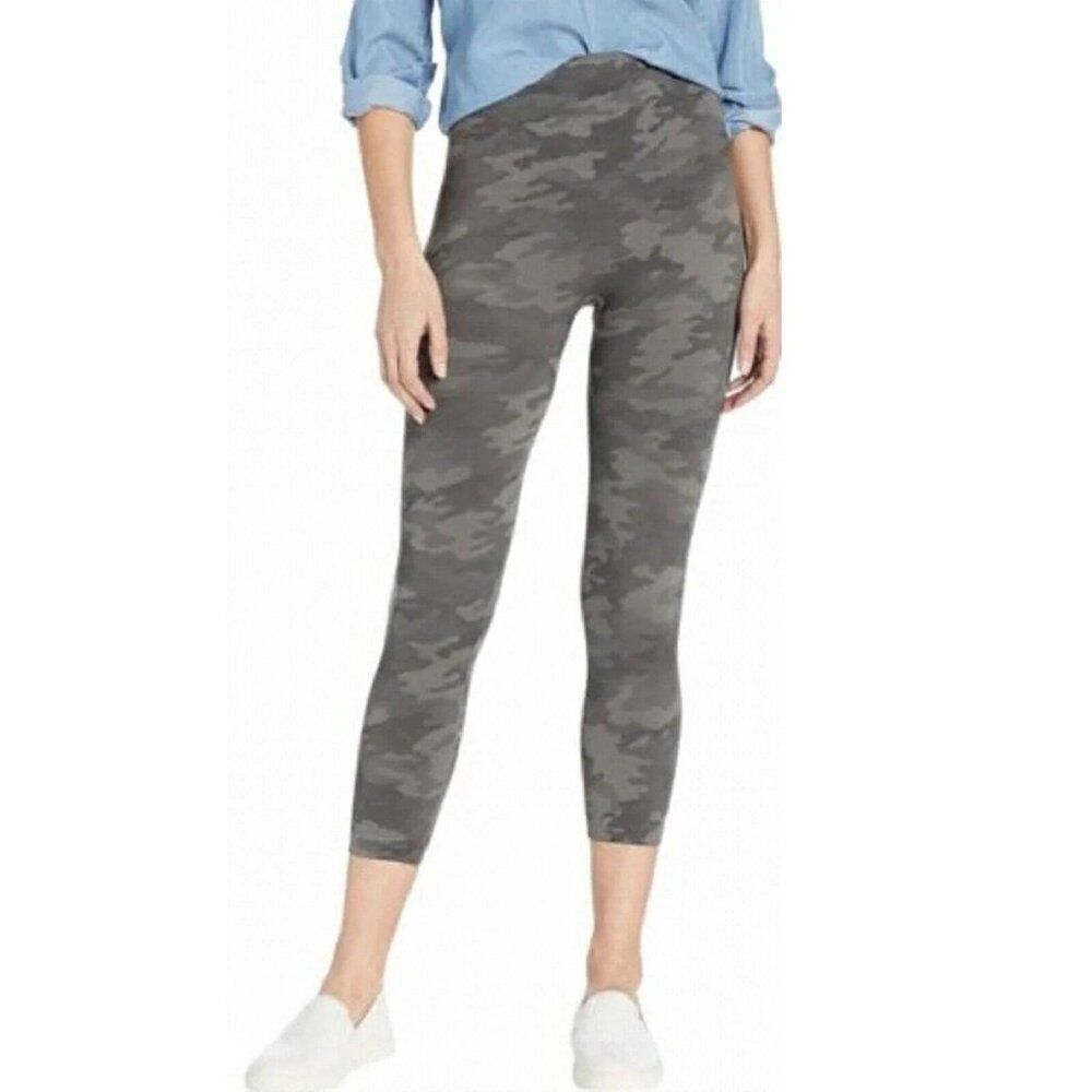 Spanx Cropped Look At Me Now Leggings Womens‎ 3X Sage Gray Camo 20099P